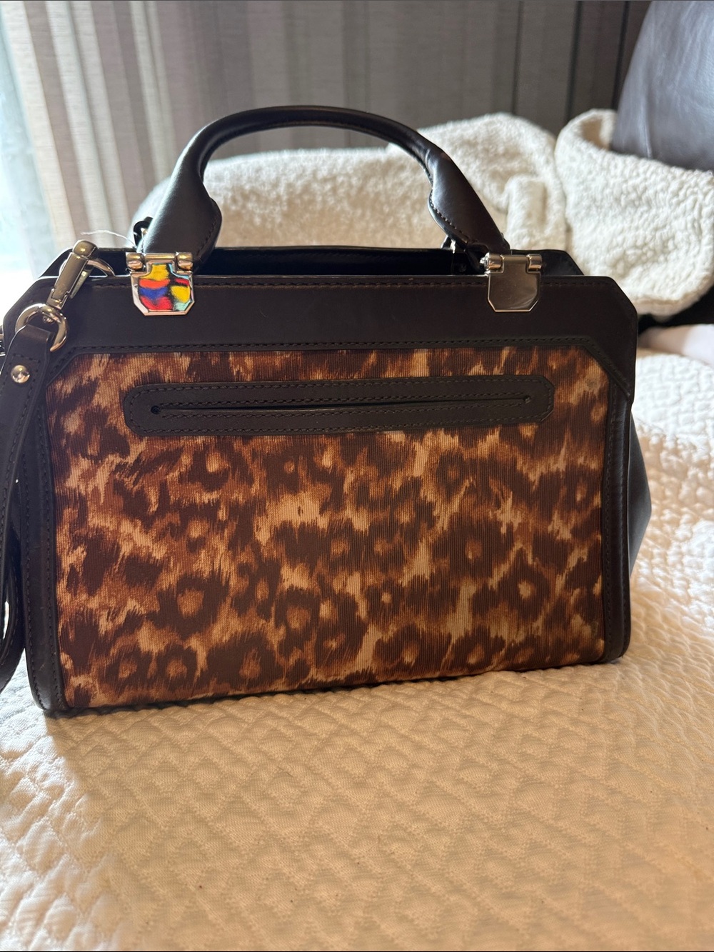 Coach Leopard-Print Satchel in Brown and Black with Gold Hardware OG dust bag - Picture 2 of 11